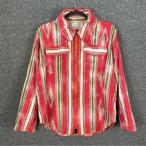Jaded Gypsy Aztec Western Jacket Boho Southwest Serape Zip Shirt S/M Sunset Vibe - Picture 2 of 15